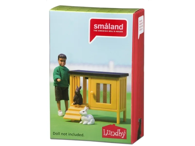 Micki Småland 2 Rabbits+Hutch (kaninbur)