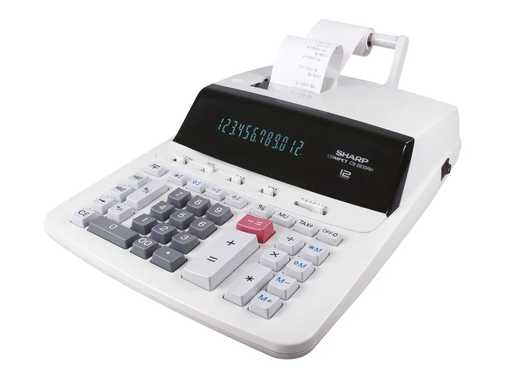 Sharp CS-2635RH - Utskriftskalkulator - VFD - 12 sifre - batteri, AC-adapter - grå