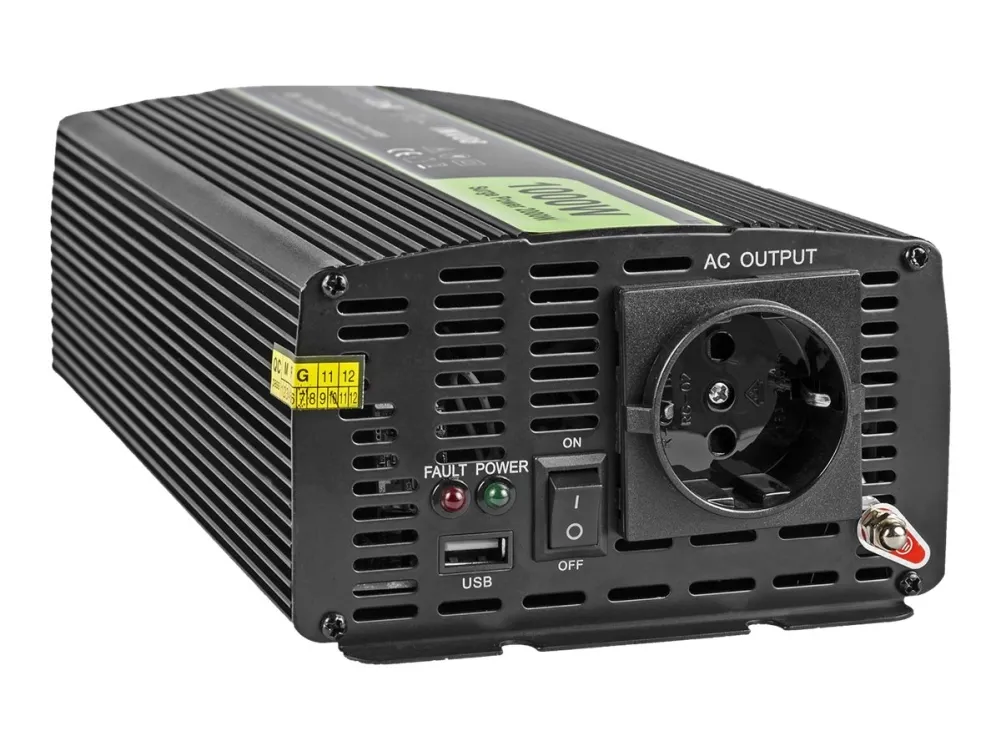 Green Cell - DC til AC inverter - 12 V - 1000 Watt - sortering
