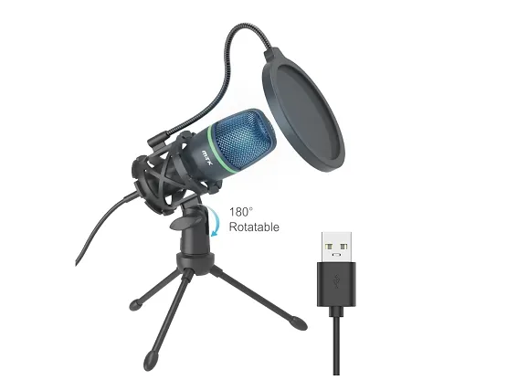 *MTK støyreduserende mikrofon med stativ og LED-lys med USB 2.0-kabel