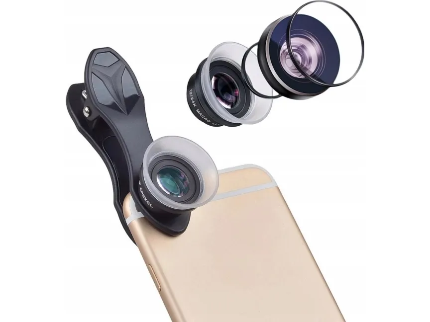 Apexel makro 2-i-1 objektivfilter 12x-24x til telefon Samsung Huawei Xiaomi Sony iPhone Motorola LG / Apl-24xmh