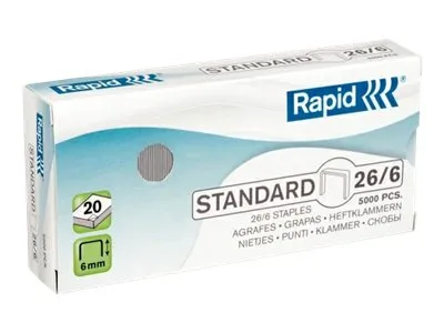 Rapid Standard - Stifter - 26/6 - 6 mm - galvanisert stål - pakke av 5000 - for Classic K2, K45  Economy E15, E26  Fashion F18  Fashion StandUP Ultimate NXT  Supreme S1