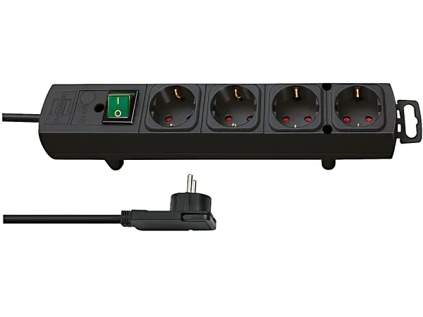 Brennenstuhl 1153100100, 2 m, Innendørs, Sort, 4 AC-utganger, 320 mm, Sort