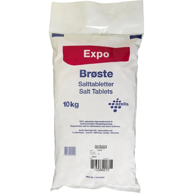 Oppvaskmaskin Salt Tabs Brøste Expo Salttabletter 10 kg for vannmyknere, 10 kg/pose