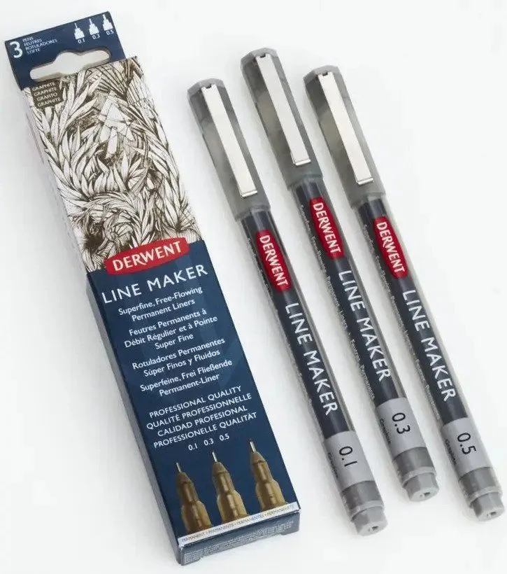 Derwent Line Maker Graphite grey 3 stk. (0,1 0,3 0,5)