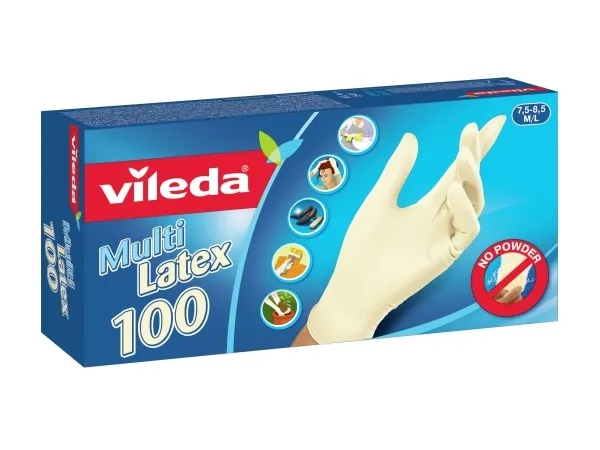 Vileda Multi Latex 100, Éngangshansker, Beige, M/L, 100 stykker, 100 stykker, CE, WEEE