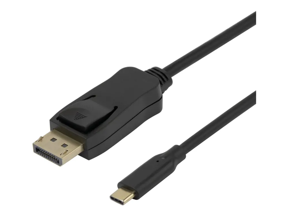 DELTACO - Adapterkabel - USB-C (hann) til DisplayPort (hann) - DisplayPort 1.4 - 2 m - toretnings, 8 K 30 Hz (7680 x 4320) støtte - svart