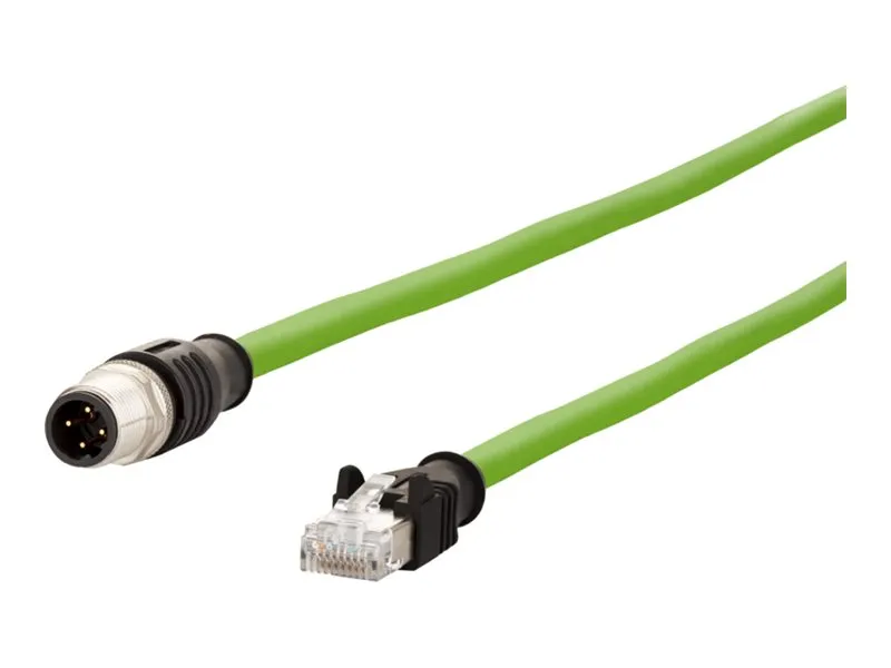 METZ CONNECT - Nettverkskabel - 4-pins M12 (P) til RJ-45 (hann) - 1 m - 4.8 mm - S/UTP - CAT 5e - halogenfri, flertrådet - grønn