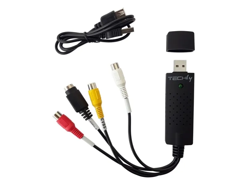 Techly I-USB-VIDEO-700TY, Svart, Windows 10, Windows 2000, Windows 7, Windows 8, Windows Vista, Windows XP, 720 x 576 piksler, 720 x 480,720 x 576 piksler, NTSC, PAL, Composite + S-Video