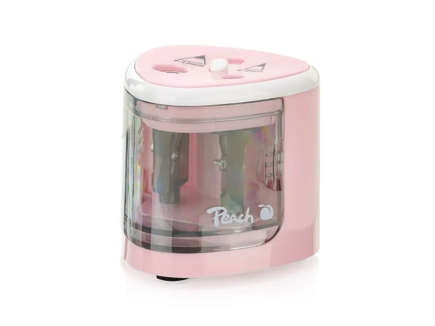 Peach PO102, Elektrisk blyantspisser, Rosa, Hvit, 1,2 cm, 6 mm, Batteri