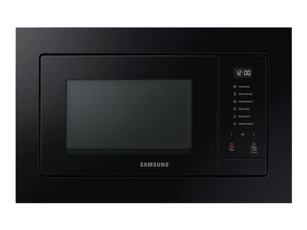 Samsung MS23A7318AK - Mikrobølgeovn - innebygd - 23 liter - 800 W - svart/svart glass
