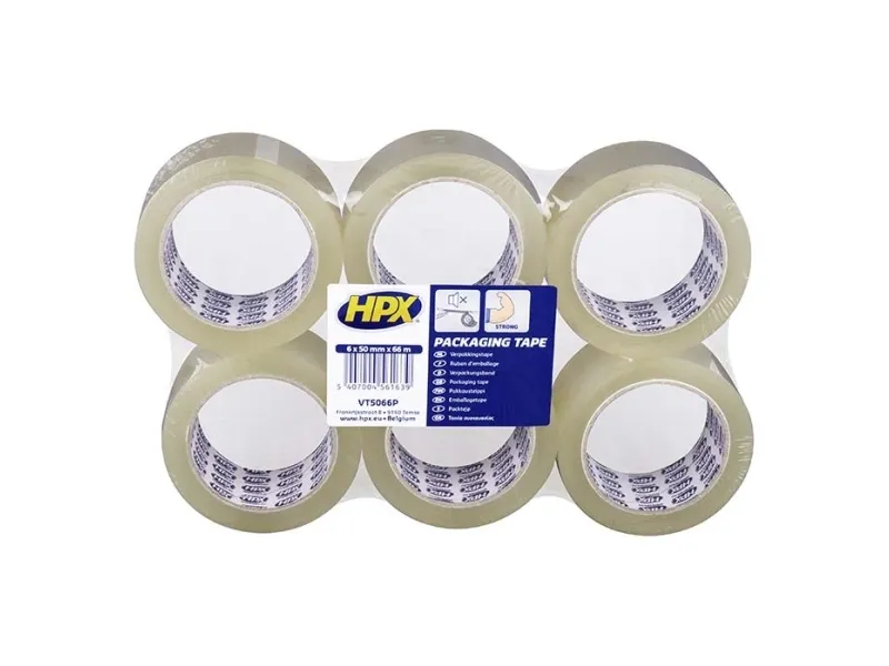 HPX pakketape klar 50mm x 66m (6rl)