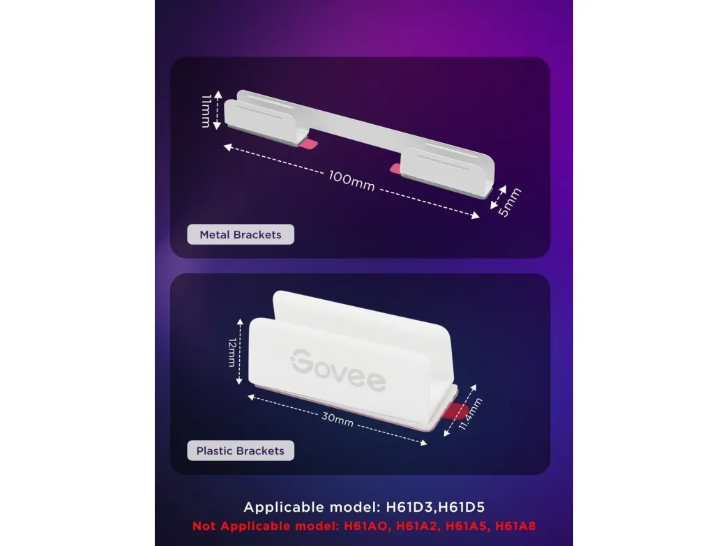 Govee Neon Rope Light 2 ekstra braketter og klips (15+5 stk)