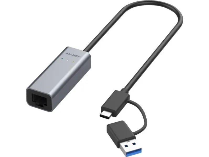 ALLNET USB 3.0 Type-C&A Ethernet Adapter 2.5 Multi-Gigabit LAN ALL-NC-2.5G-USBC/A - Nettverkskort - 1000 Mbps (ALL-NC-2.5G-USBC_A)