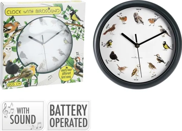 Home Styling Collection Veggklokke med fuglelyder