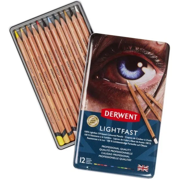 Derwent Lightfast 12 stk tin, oliebaseret farveblyant