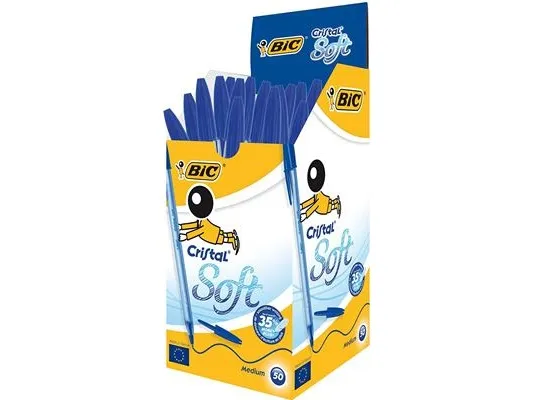 BIC Cristal Soft, Klips, Tynn spiss, Blå, 50 stykker, Medium