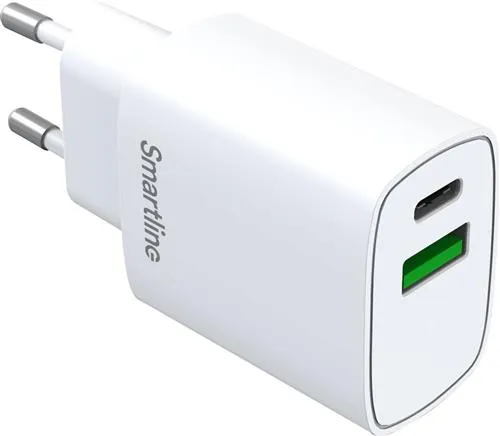 Vegg-lader USB-C/USB-A PD 20 W/QC 18 W hvit