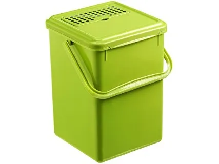 Bio affaldsspand, Rotho, mørkegrøn, plast, 9 l, med kulfilter i låget, plasthank
