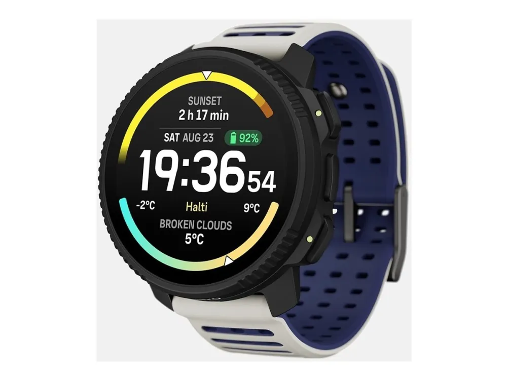Suunto Vertical 2 - Svart glassfiberforsterket polyamid - sportsur med stropp - silikon - artic gray and dark blue - håndleddstørrelse: 125-175 mm - display 1.5 - 32 GB - Bluetooth - 87 g - arktisk grå
