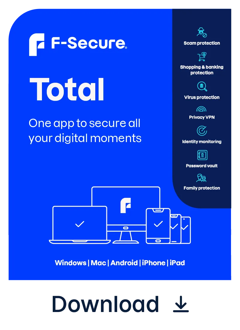 F-Secure Total - Abonnementslisens (2 år) - inntil 3 enheter - ESD - Win, Mac, Android, iOS