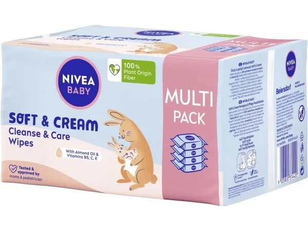 Nivea Baby Soft&Cream biologisk nedbrytbare kluter 4x57 stk
