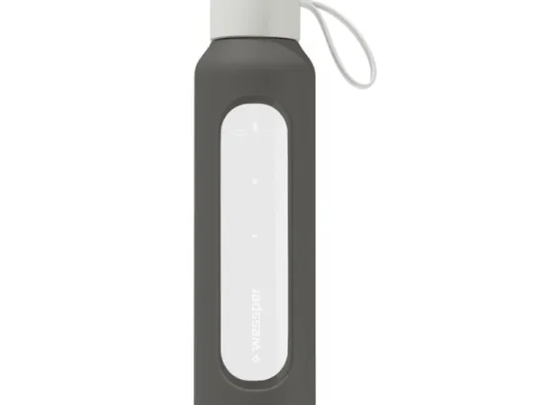 Wessper motivasjonsglassflaske med måleskala B1 borosilikat grå 500 ml