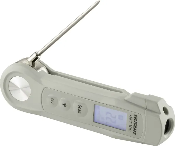 VOLTCRAFT UKT-100 innstikkstermometer Temperaturmåleområde -40 til 280 °C LED-lommelykt, berøringsfri IR-måling (UKT-100)