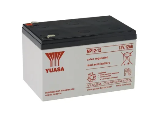 Yuasa NP1.2-12, 12 V, 1,2 Ah, 1 stykker, Svart, Hvit, Forseglet blysyre (VRLA), 580 g
