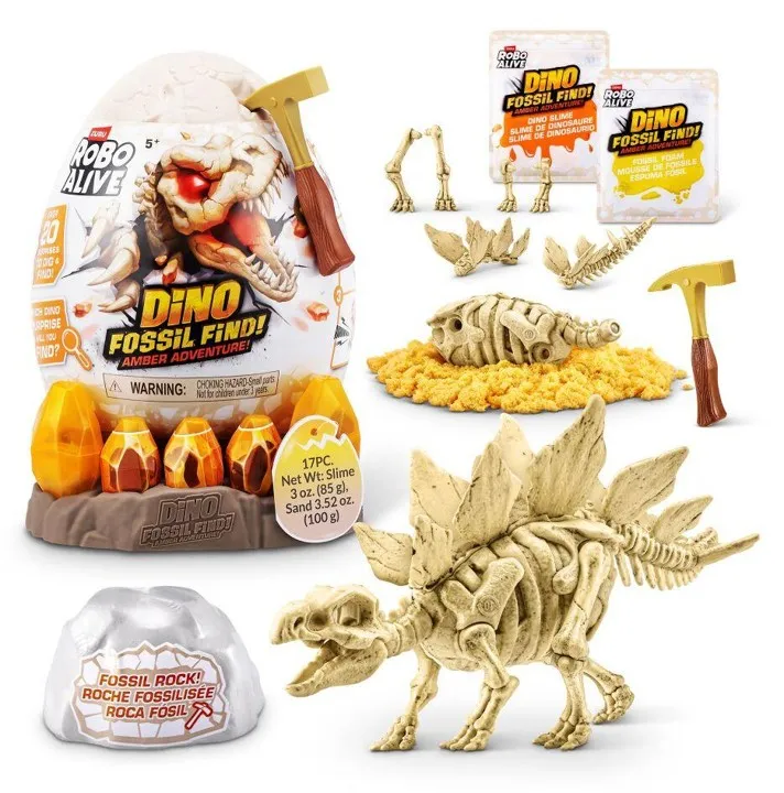 Robo Alive Fossil Find Amber Adventure, 5 år, Ulike farger, Plast