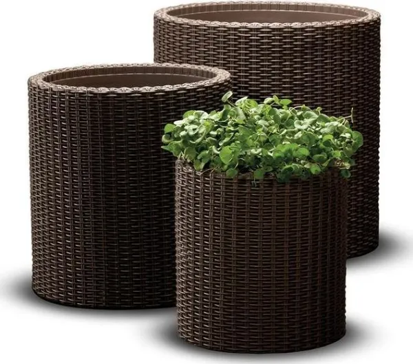KETER sylinderplantekasser 220455 blomsterpotte (430 mm x 430 mm x 430 mm  brun farge)
