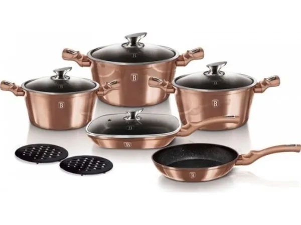Berlinger Haus komplett grytesett 11 deler metallic line rosegull BH-6191