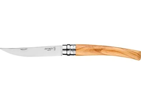 Opinel lommekniv med tynn blad Opinel nr. 8 oliventre-håndtak