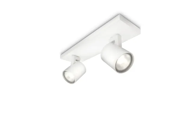 Philips myLiving Runner-spotlys til tak/vegg, 2 stk., Spotlight på skinne, GU10, 2 ampuller, LED, 220-240 V, Hvit