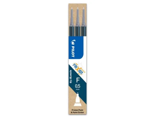 Refill, Pilot FriXion Point Clicker '05', 0,5 mm, blåsort, pakke a 3 stk.