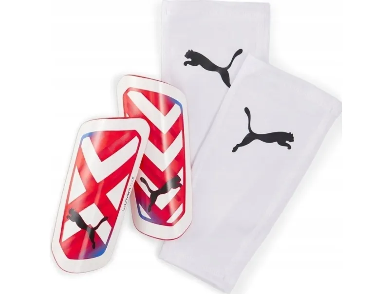 Fotballbeskyttere Puma Ultra Flex Sleeve hvit og rød 030871 05 (L)