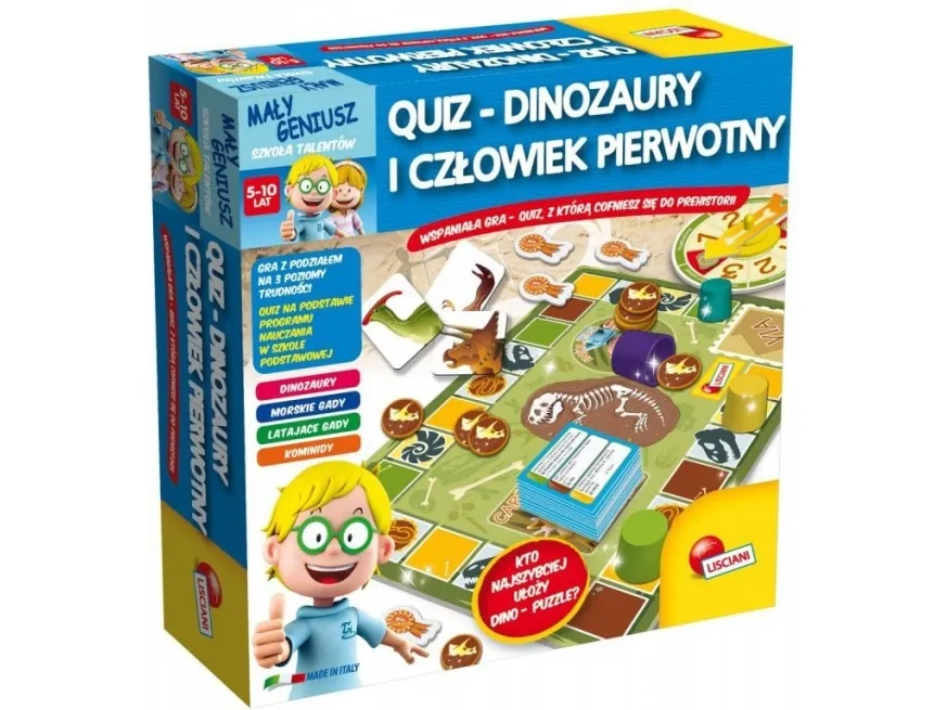 Lisciani Maly Geniusz, Quiz - Dinosaurer og den primitive mannen - P54374