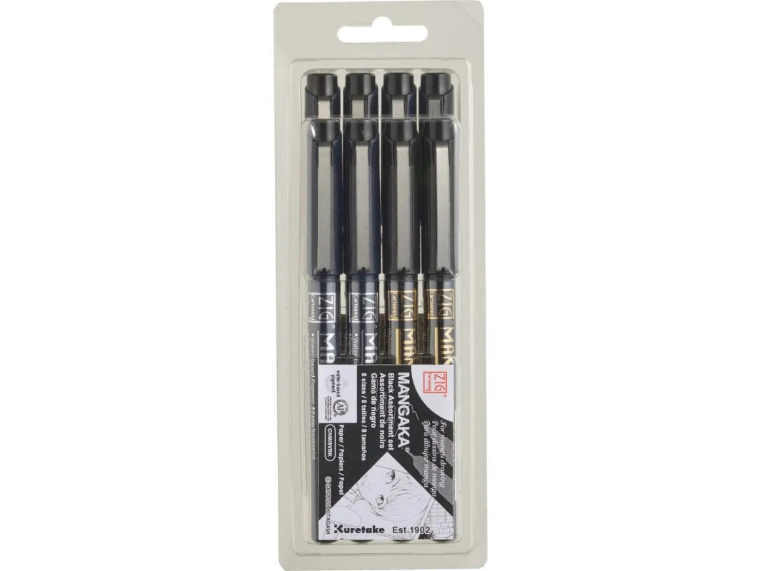 Artequipment ZIG CARTOONIST MANGAKA Black, 8-pakk