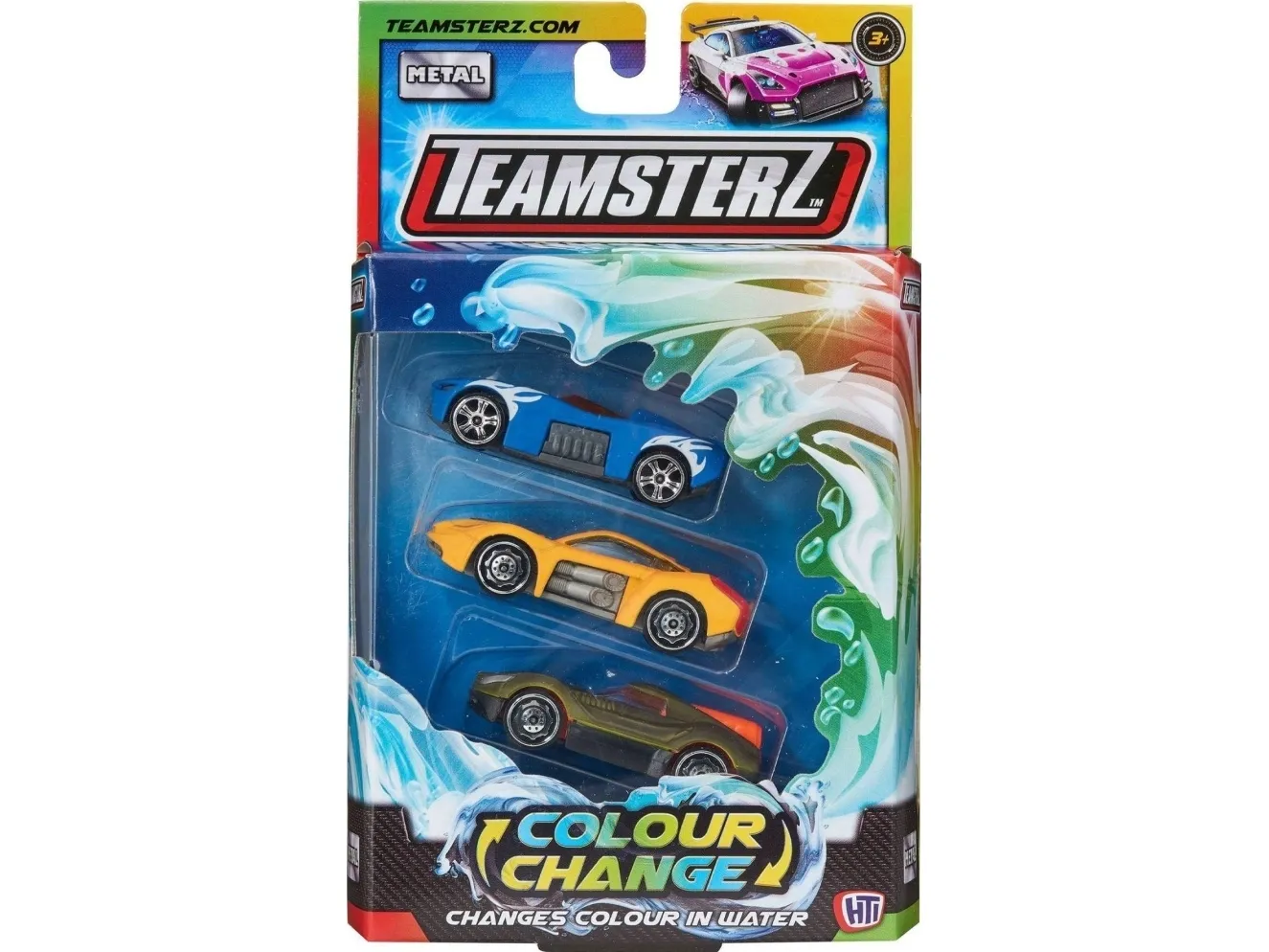 Teamsterz Colour Change die-cast bil - 3-pakning