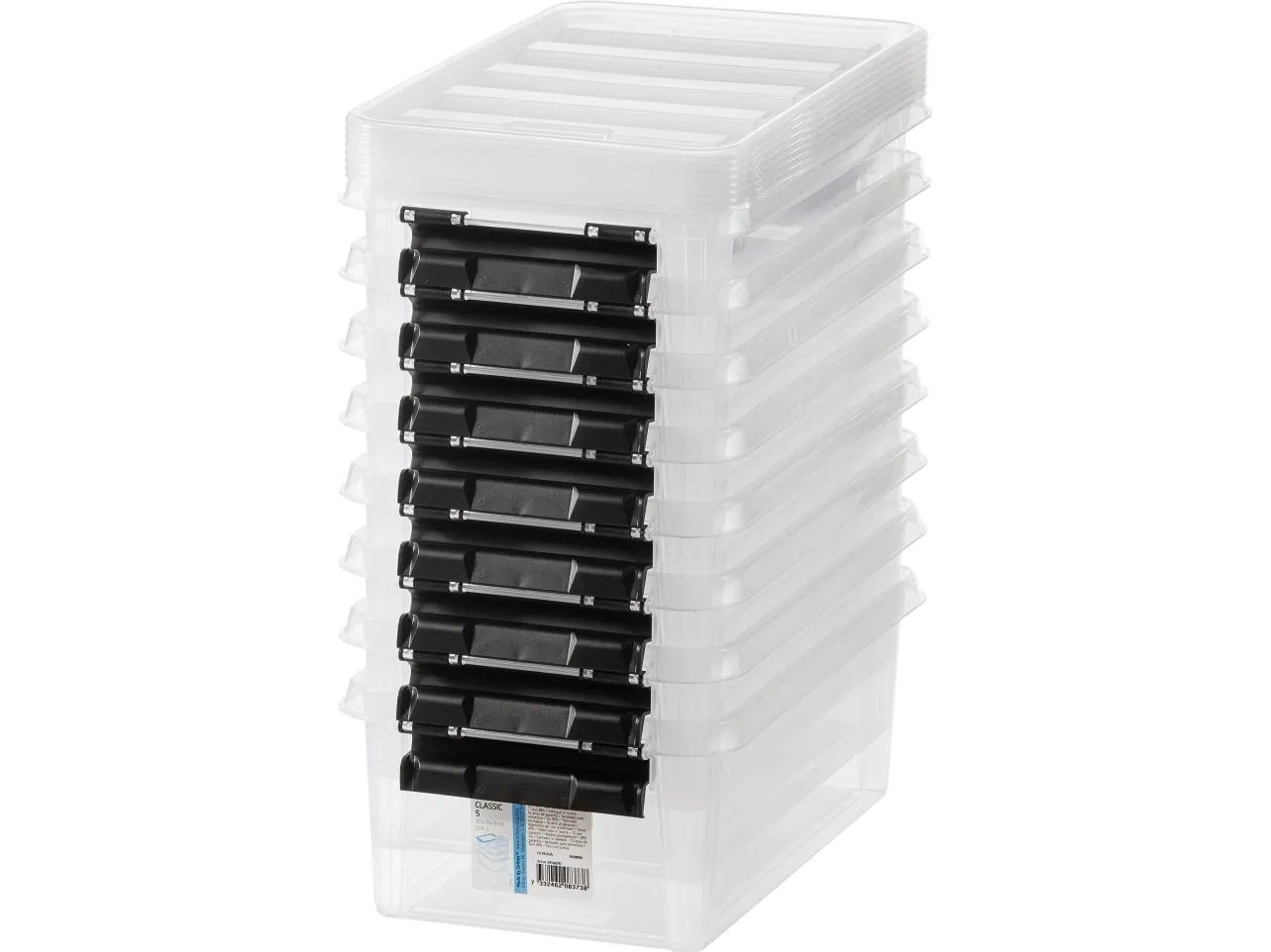 SmartStore Classic oppbevaringsboks med lokk, 5 rom, pakke med 8
