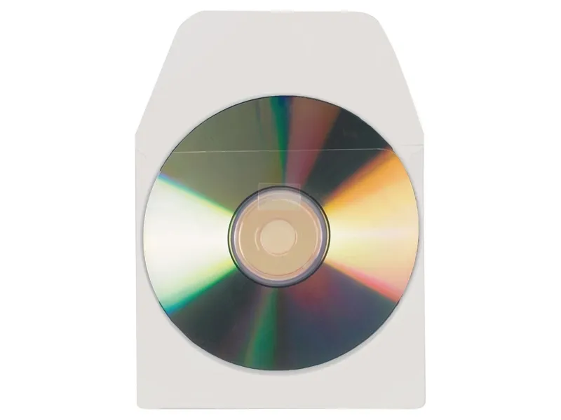 CD-lommer, Djois® 6832-10, selvklæbende, med flap, klar, pakke med 10 stk