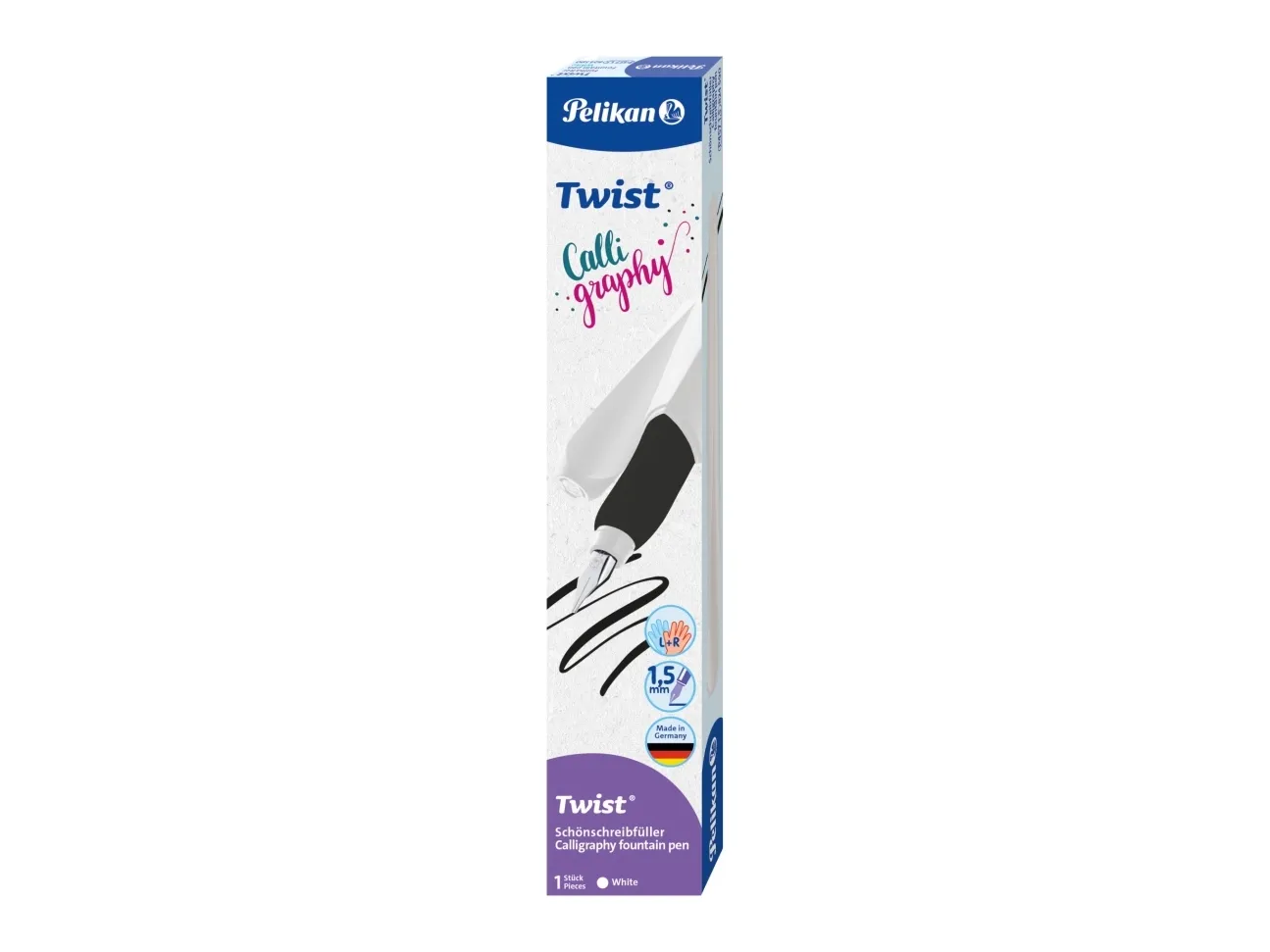 Pelikan 824590, Hvit, Patronpåfyllingssystem, Blå, Rustfritt stål, Ambidextrous, Tyskland