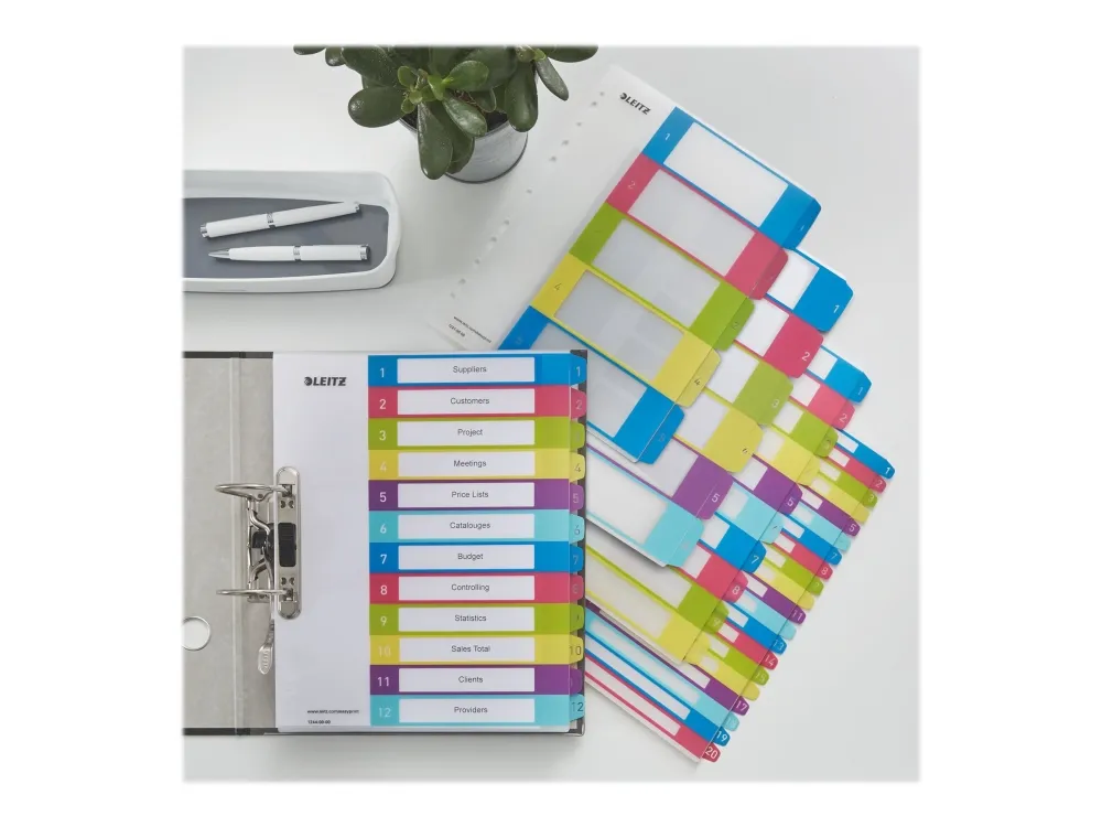 Leitz WOW - Inndeler - 6 deler - fortrykt: 1-6 - for A4 Plus (228 x 303 mm) - med fliker - multifarge