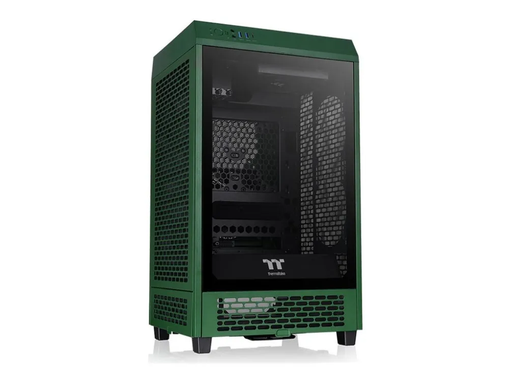 Thermaltake The Tower 200 - Mini-ITX - sidepanel med vindu (herdet glass) - ingen strømforsyning (PS/2) - kappløpsgrønn - USB/lyd