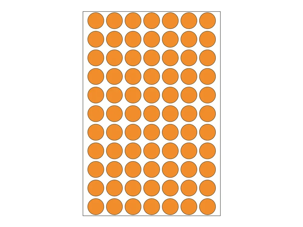 HERMA - Permanet adhesiv - luminøs oransje - 13 mm rund 1848 etikett(er) (24 ark x 77 merkelapper