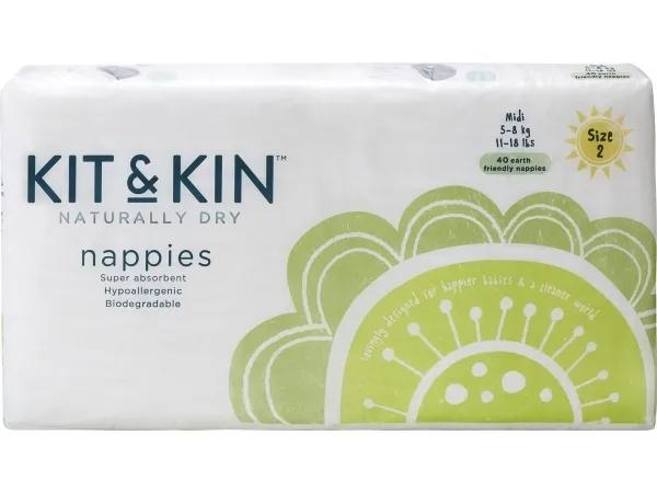 Kit and Kin Biologisk nedbrytbare bleier 2,5-8 kg, 40 stk.