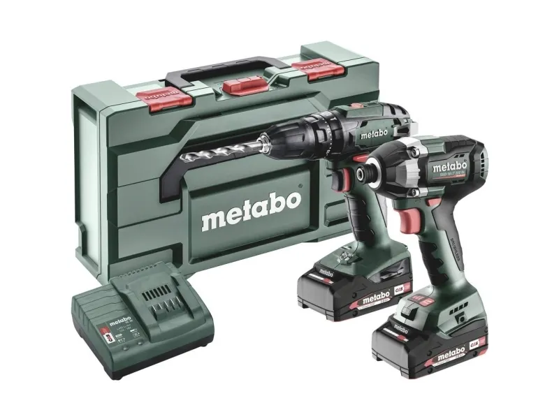 Metabones Metabo Combo-Set SB 18 + SSD 18 LT 200 BL – batteridrevet slagboremaskin/skrumaskin inkl. batteri og lader (685197000)