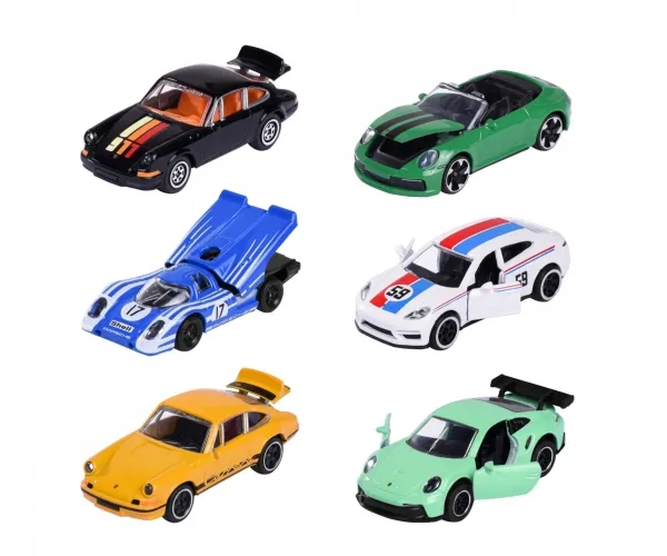 Mattel Vehicle Majorette Porsche Premium Cars 6 typer blanding