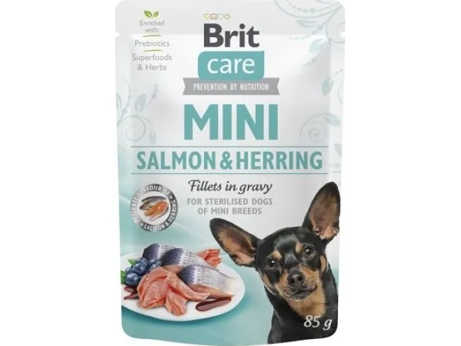 Brit Care Mini Adult Salmon & Herring Sterilised våtfôr for steriliserte små hunder 85 g