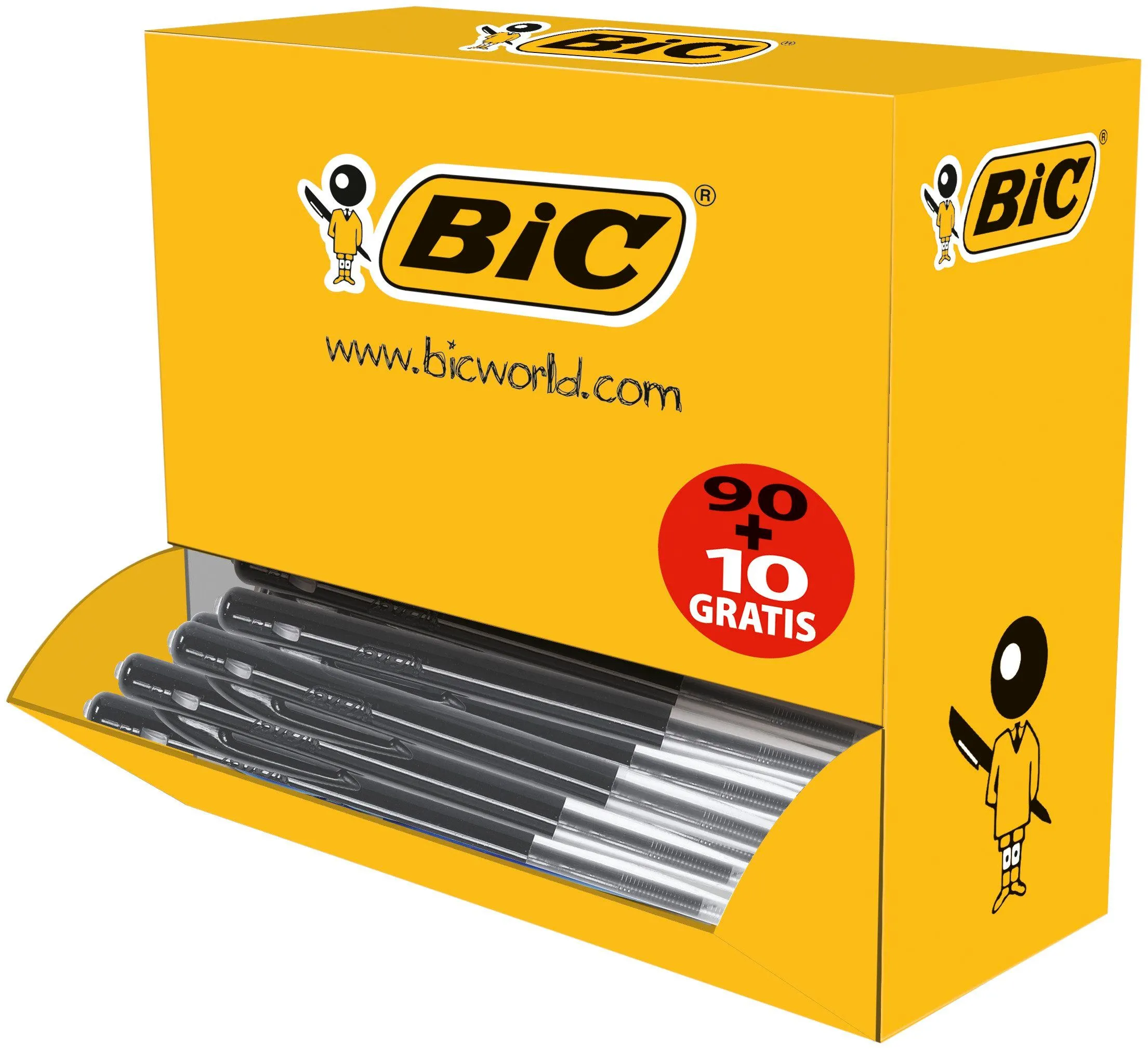 Kulepenn BIC M10 Original med klikkmekanisme, medium spiss (1,0 mm), svart, økonomipakke med 90+10 stk.